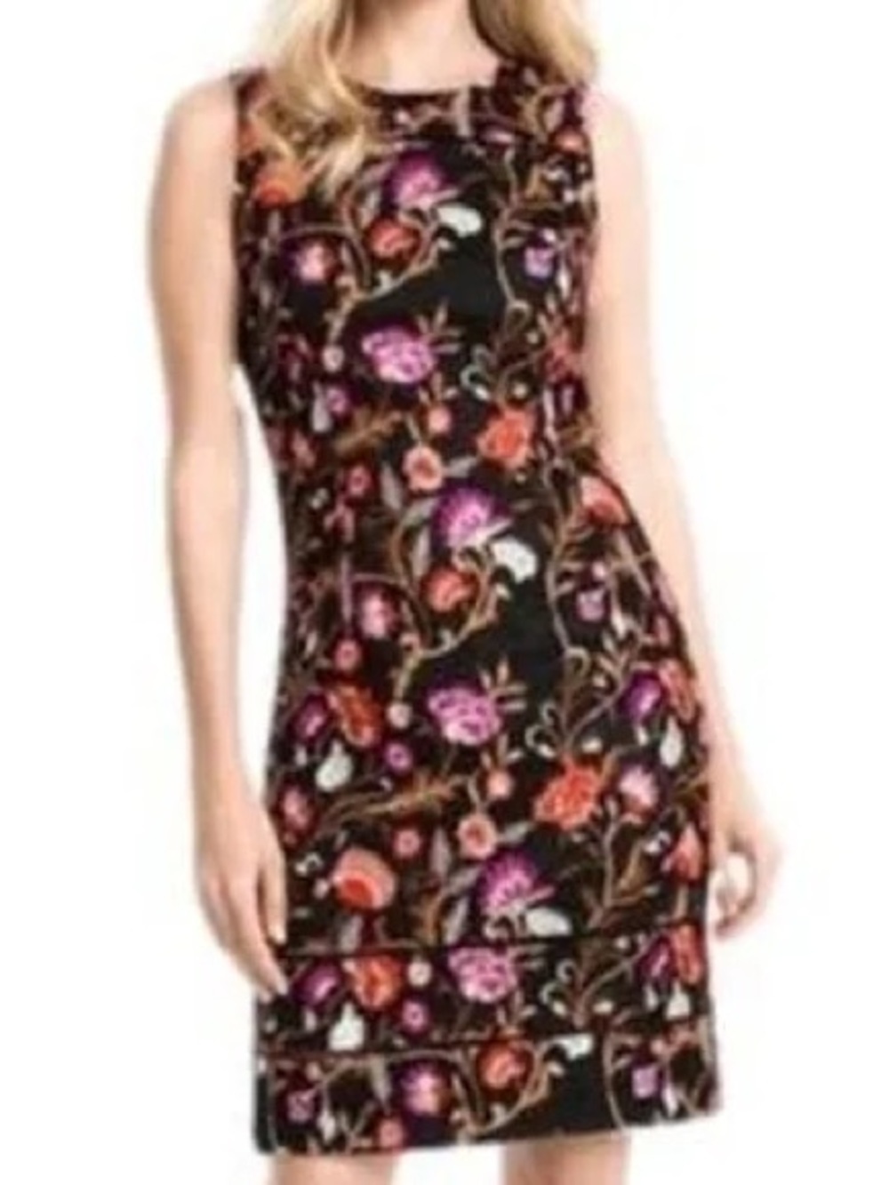 White House Black Market Black Floral Embroidered Sheath Dress - Picture 12 of 12